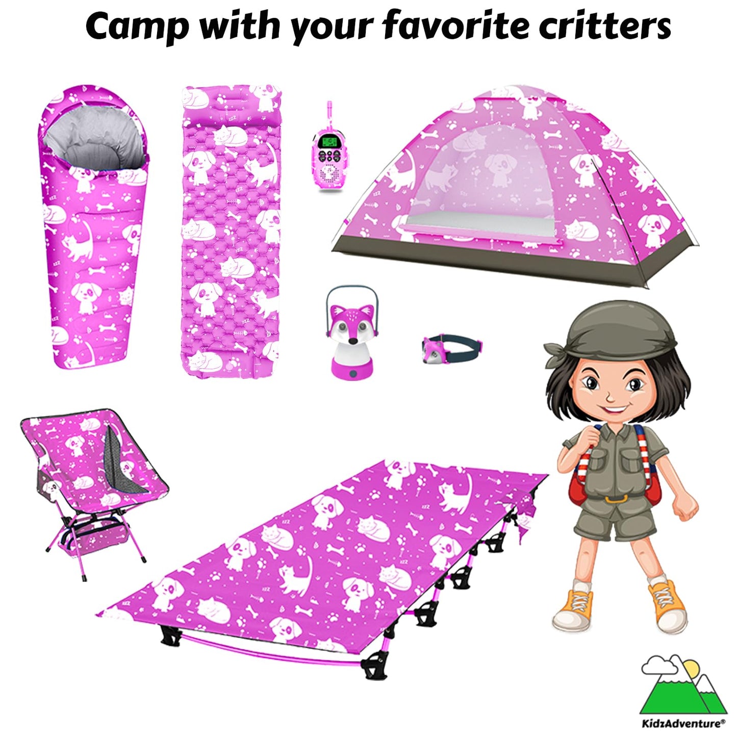 Kids Camping Essentials – LED Kids Lantern and Rechargeable Kids Headlamp Set | Multiple Purposes Kids Nightlight/Flashlight Toys –Holiday, Halloween N Birthday Gifts for Toddlers and Kids (Pink)
