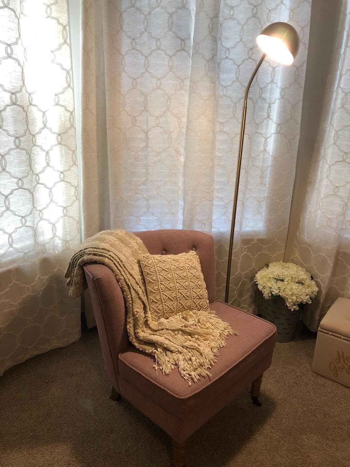 Brightech Regent LED Floor Lamp - Adjustable Gooseneck Corner Light for Office & Living Room - Tall Brass/Gold Design