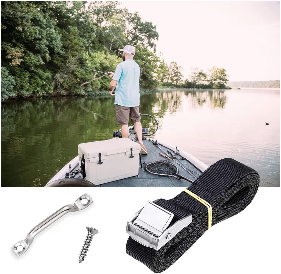 Skiennix Heavy-Duty Battery Tie Down Strap - 78'' with Stainless Steel Cam Buckle & Deck Loop Mounts