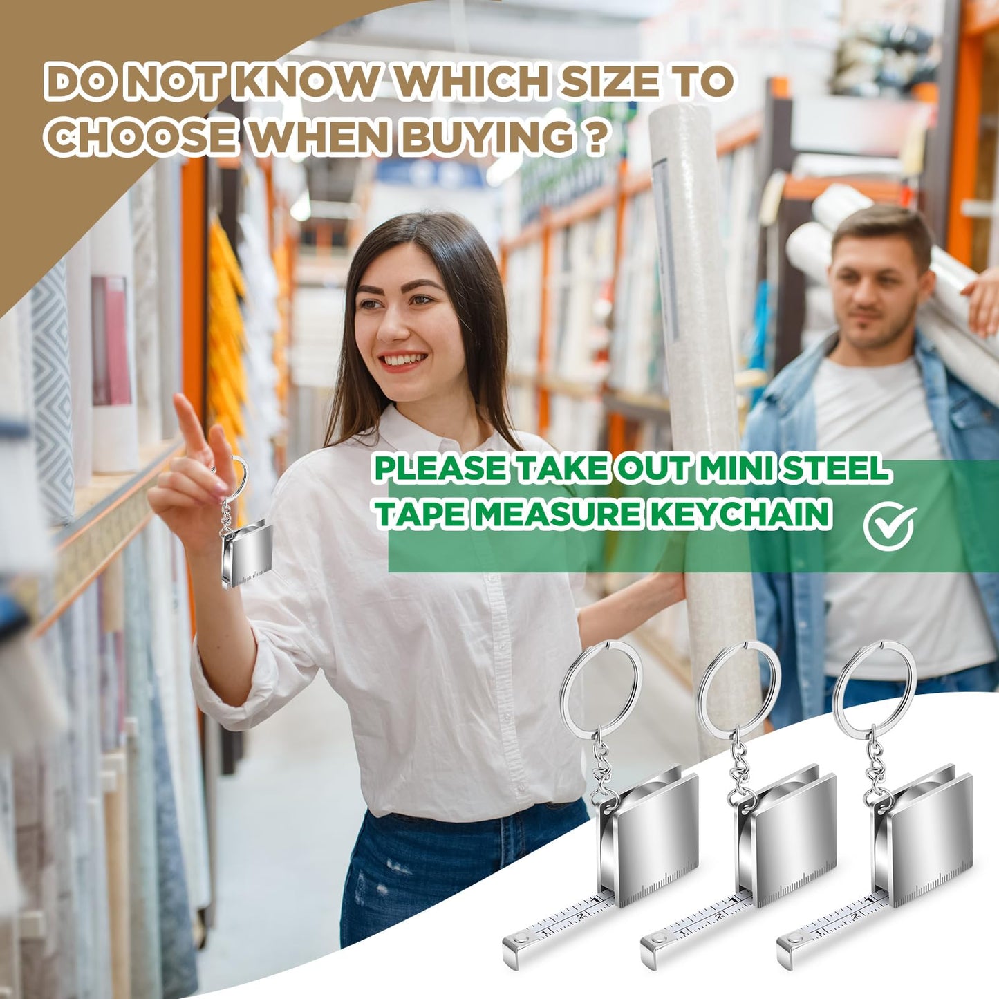 Quelay 2 Pcs Mini Measuring Tape Metal Keychain Tape Measure up to 51.97 Inches/ 4.33 ft Metric Measurement Small Retractable Measure Keychain (Silver)