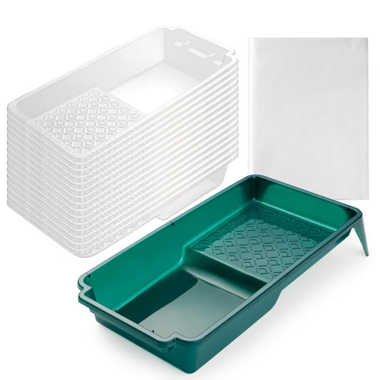 YiBaiBrush Paint Tray Liner, 4 Inch Paint Roller Tray with 15 Pcs Disposable Paint Liners, Small Paint Tray Set, Plastic Paint Pan, Easy to Clean House Painting Supplies for Walls, DIY Projects