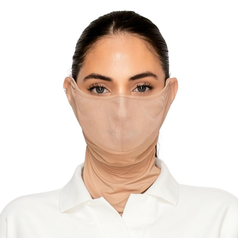 BAROBIRDIE Cooling Face Mask UVA UVB 99.9% Block Made in KOREA UV Protection Lightweight Breathable Outdoor Sports Mesh Adjustable Fit Golf Cycling Driving Gardening One Size (Skin)