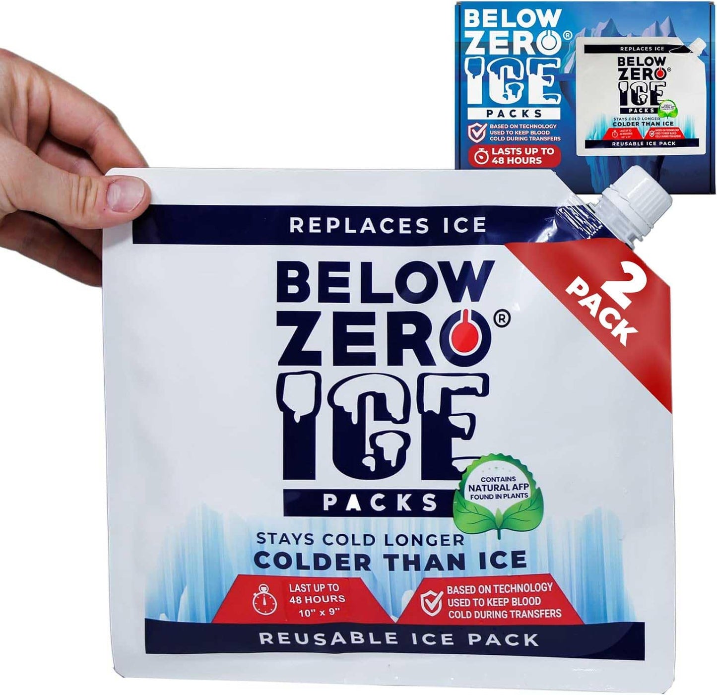 Below Zero Medium Reusable Ice Packs for Coolers – Long Lasting Cooler Ice Pack Blocks, Leak-Proof Freezer Packs for Camping, Lunch Boxes & Travel – Medium 10”x9” (2-Pack)