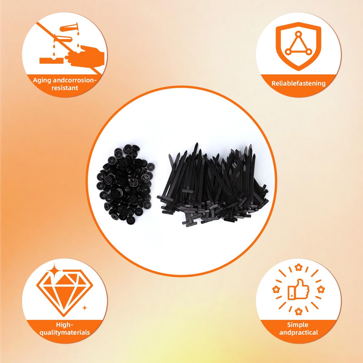 100Pcs Nylon Universal Cable Tie Buckle,New Multifunctional Cable Tie Buckle for Car Daily Repair,Plastic Rivet Zip Ties, Snap-Fit Ziptie Bumper Retainer Fender Liner Door Panel Fastener