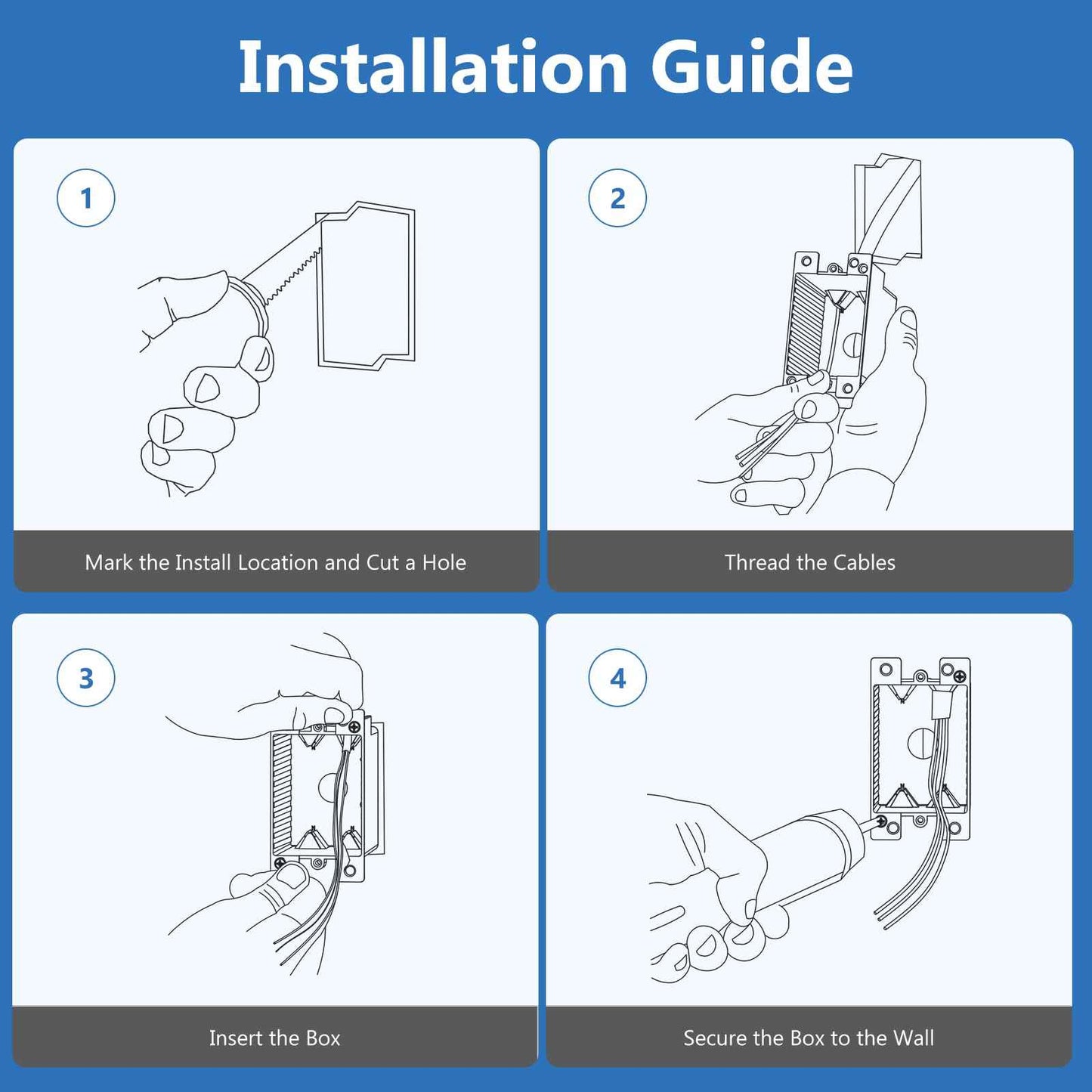 CycevSun 6 Pack Electrical Outlet Box Old Work 1 Gang, Plastic Remodel Drywall Junction Boxes, UL Listed