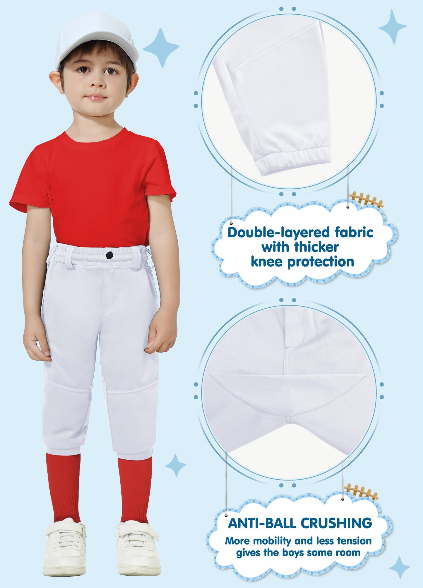MIVEI 2T 3T 4T 5T to Youth Toddler Boys Baseball Pants Knicker Style