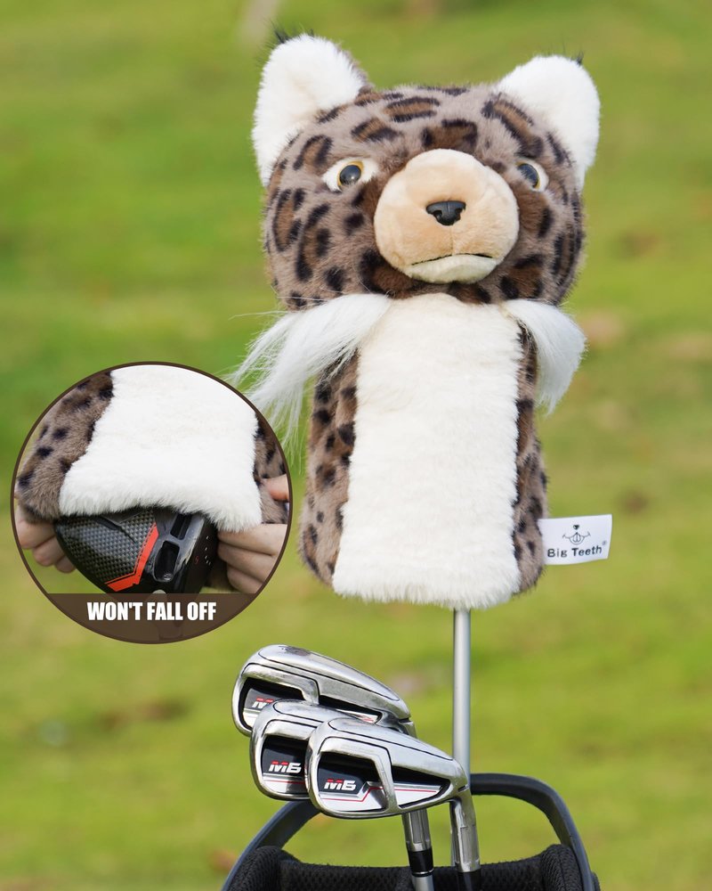 Lynx Animal Golf Club Head Cover Driver Headcover Fairway Wood Headcover Hybrid Club Head Covers, Lynx Woodland Golf Head Covers for Woods and Driver
