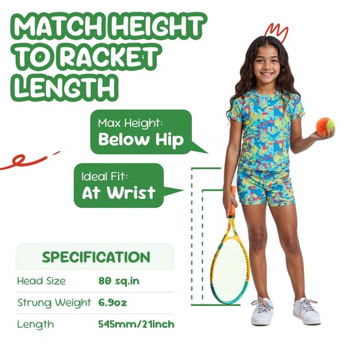 AboveGenius 21 inch Kids Tennis Racket Set for Toddlers Age 4-6, Beginner Tennis Racquet for Boys Girls with 3 Tennis Balls & Adjustable Shoulder Strap Bag, Lightweight Aluminum Alloy