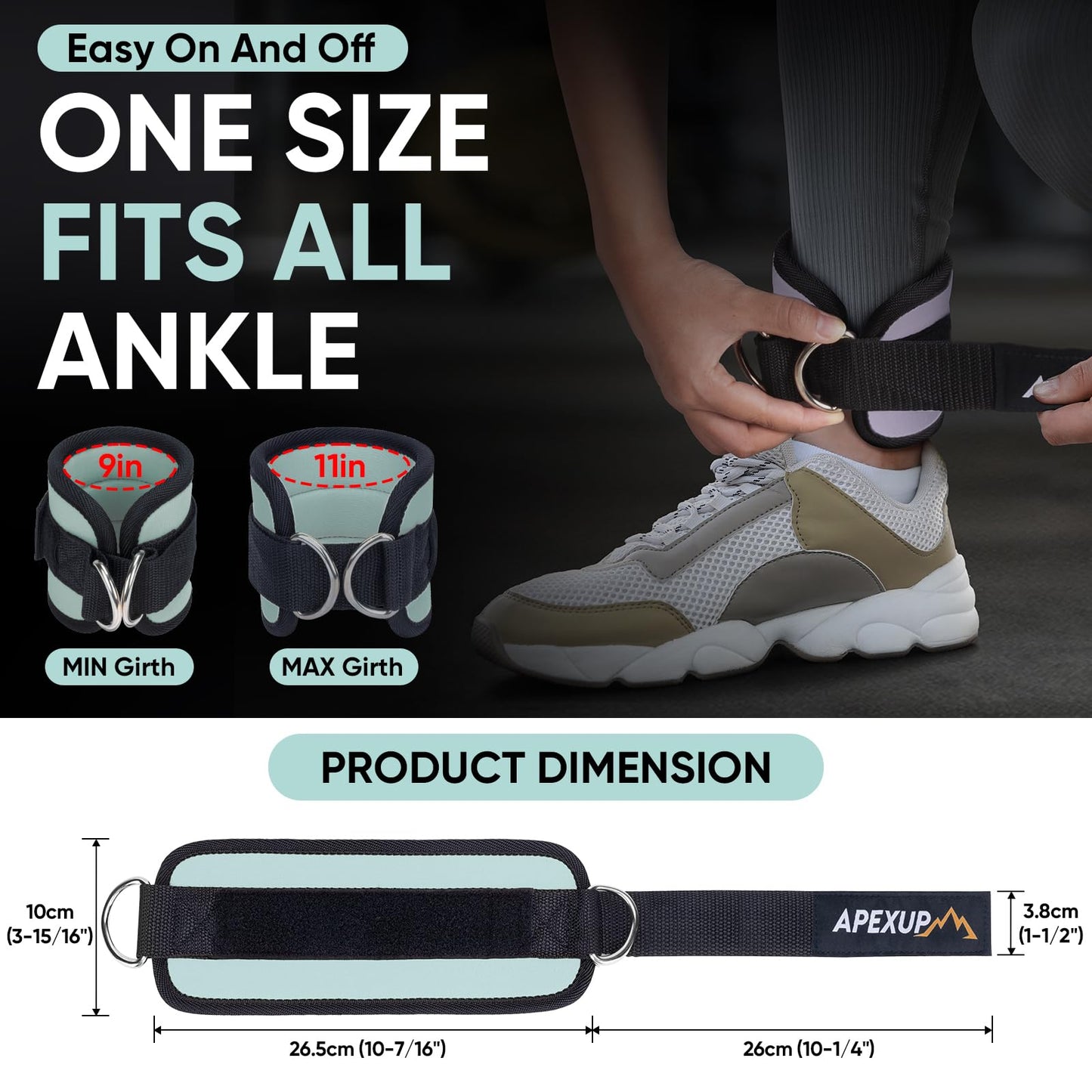 APEXUP Ankle Strap for Cable Machine, Ankle Resistance Bands, Cable Kick Back Straps for Gym, Glute Workouts, Leg Extensions, Adjustable Straps with Neoprene Padding (Pair, Pastel Blue)