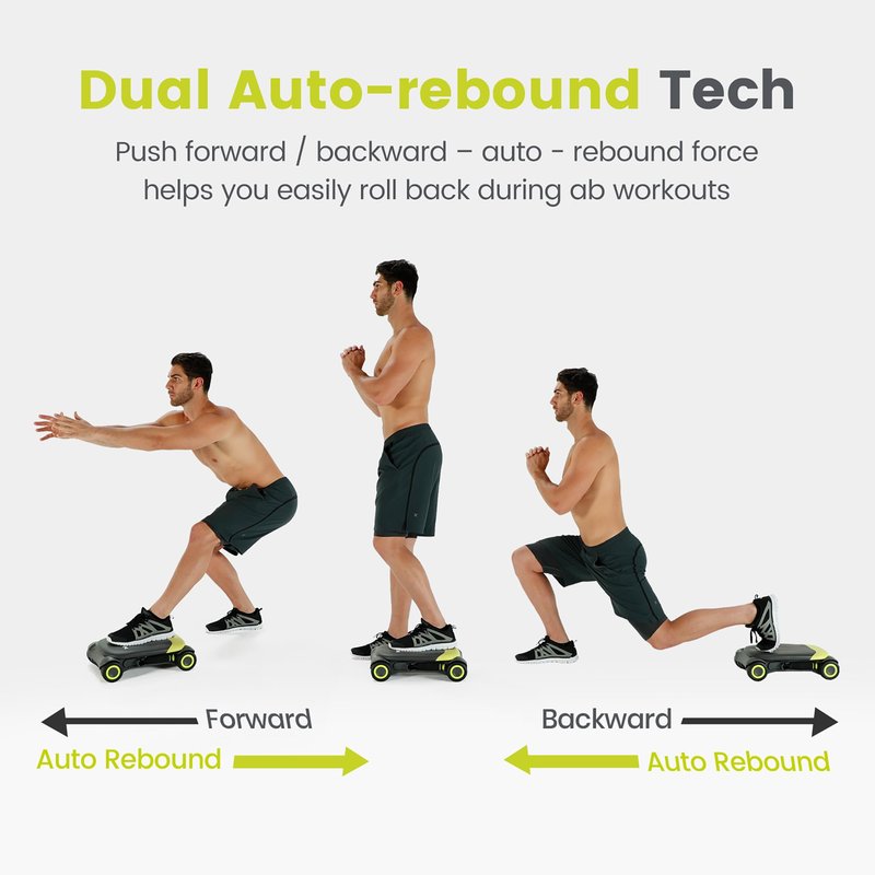 WONDER CORE Slide Fit: Ab Roller Wheel with Elbow Support, Automatic Rebound Ab Abdominal Exercise Roller Wheel, Abs Workout Equipment, Fitness Rolling Board with Knee Pad for Home Gym (Green)