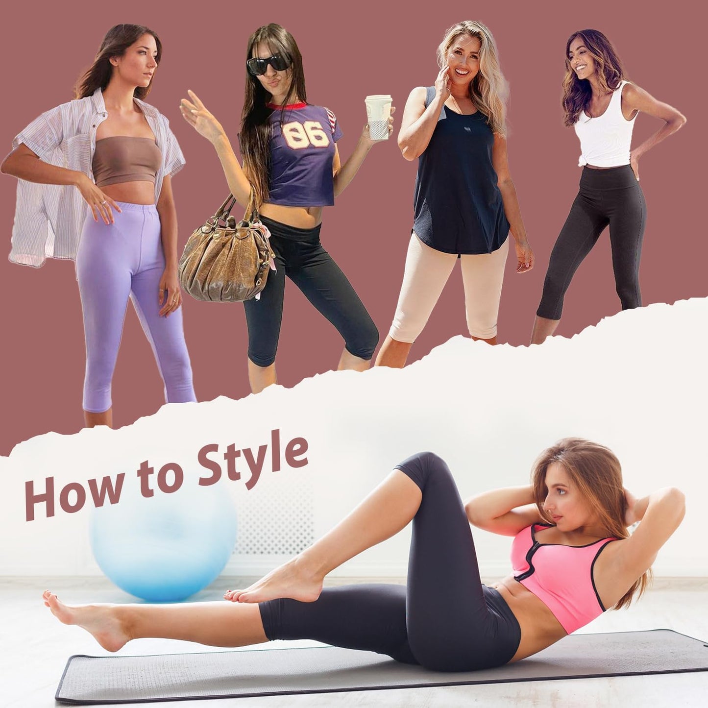 Skiennix High Waisted Capri Pants - Knee Length Yoga Shorts & Biker Leggings for Women