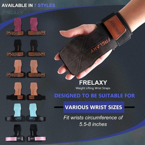 Frelaxy Weight Lifting Wrist Straps - Cushioned Grips for Men & Women | Durable Double Layer Leather