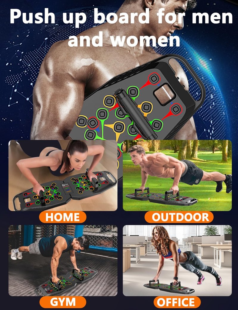 BBTOPS Push up Board, Pilates Bar & Ab Roller, 25-in-1 Foldable Push up Bar at Home Workout,Gym Exercise Professional Push ups bar Strength Training Equipment for Man and Women