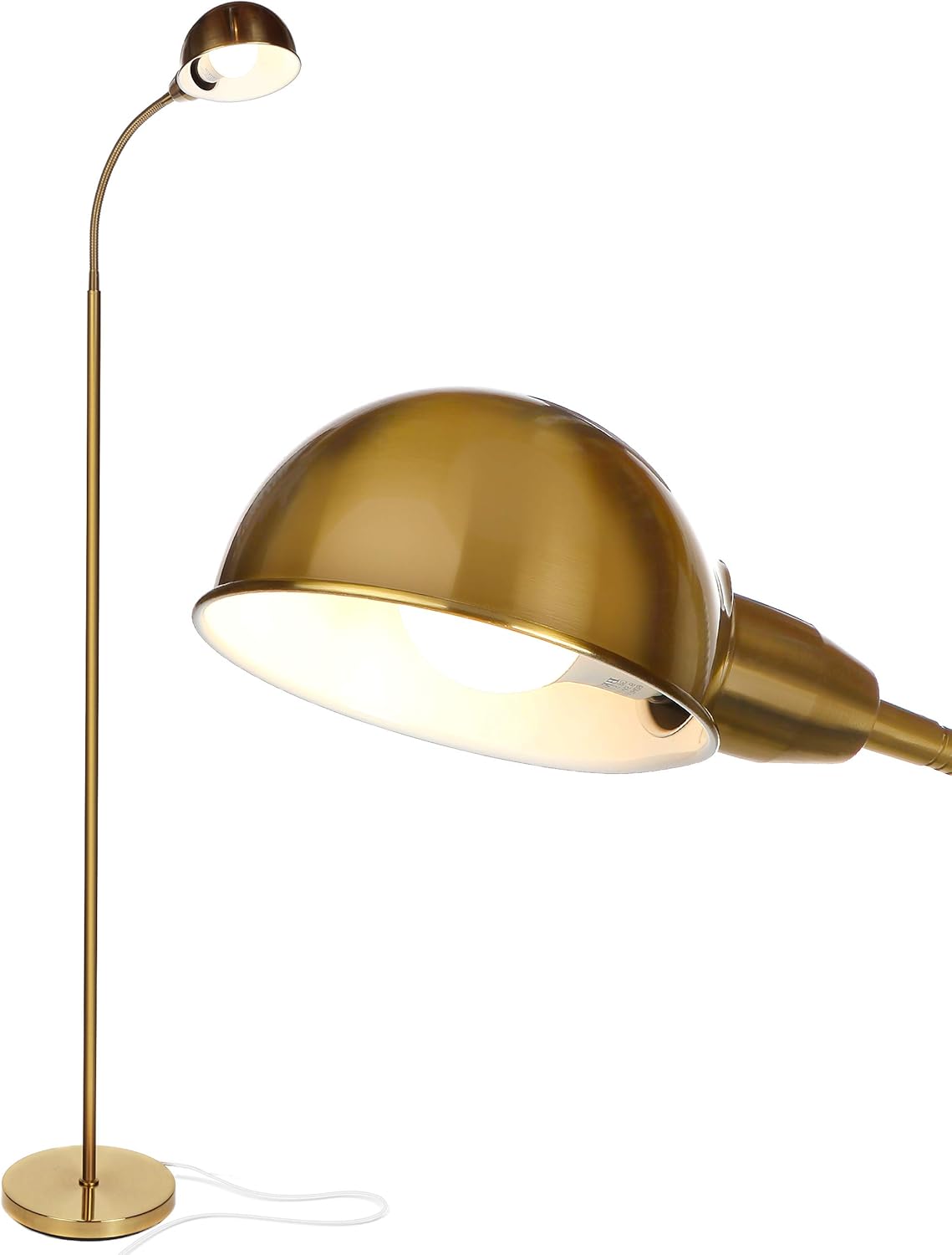 Brightech Regent LED Floor Lamp - Adjustable Gooseneck Corner Light for Office & Living Room - Tall Brass/Gold Design