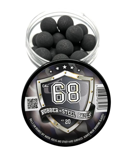 20 x Premium Quality Hard Mix Rubber Steel Balls Paintballs Reballs for Shooting Training Self and Home Defense Pistols in 68 Caliber