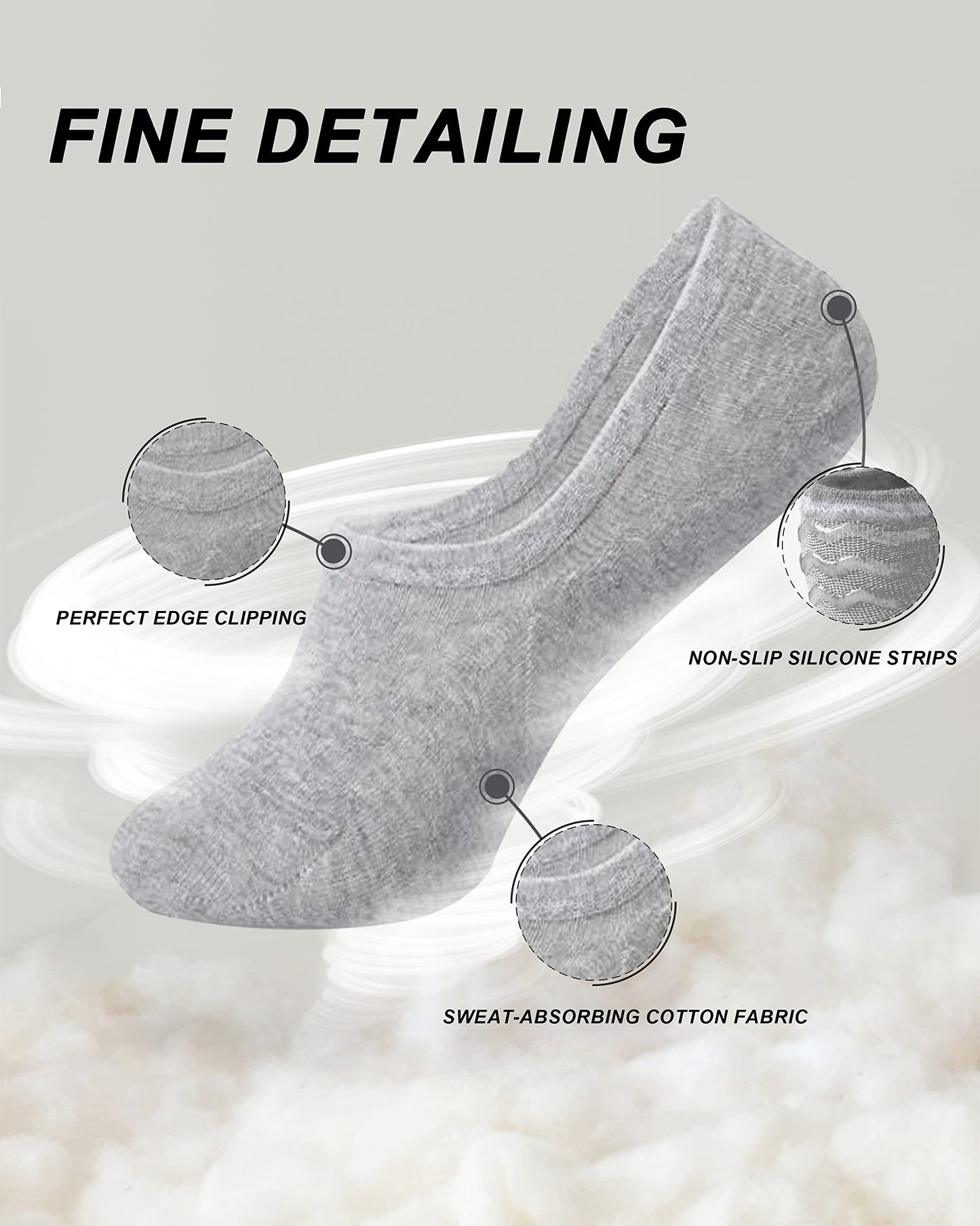 MoHern 9 Pairs No Show Socks Womens, Low Cut No Show Socks Size 6-10, 3 Colors Flat Socks for Women