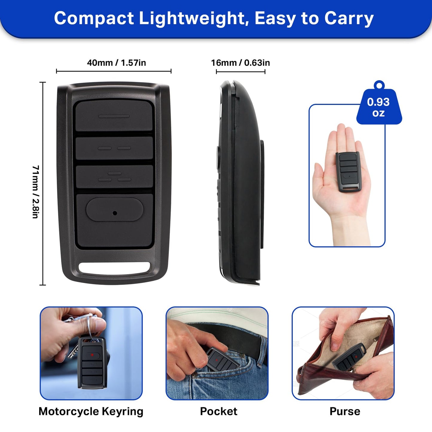 O3T-BX O3T-A 315/390MHZ Dual Frequency Auto-Seek Overhead Door Garage Opener Remote, for Overhead Door CodeDodger/Genie Intellicode, 3 Buttons Remote Replace for Overhead Door Remote (2 Pack)
