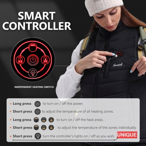CHAPAREL Women’s Heated Vest with Battery Pack Included, 7.4V Smart Washable Rechargeable Electric Lightweight Heating Vest