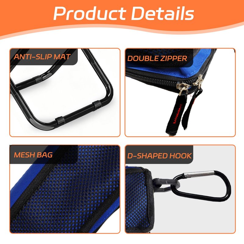 Mejora Portable Pocket Stool Seating,Ultralight Foldable Camp Stool with Compact Carry Bag, Heavy-Duty 220LBS Capacity for Outdoor Hiking, Fishing, Travel
