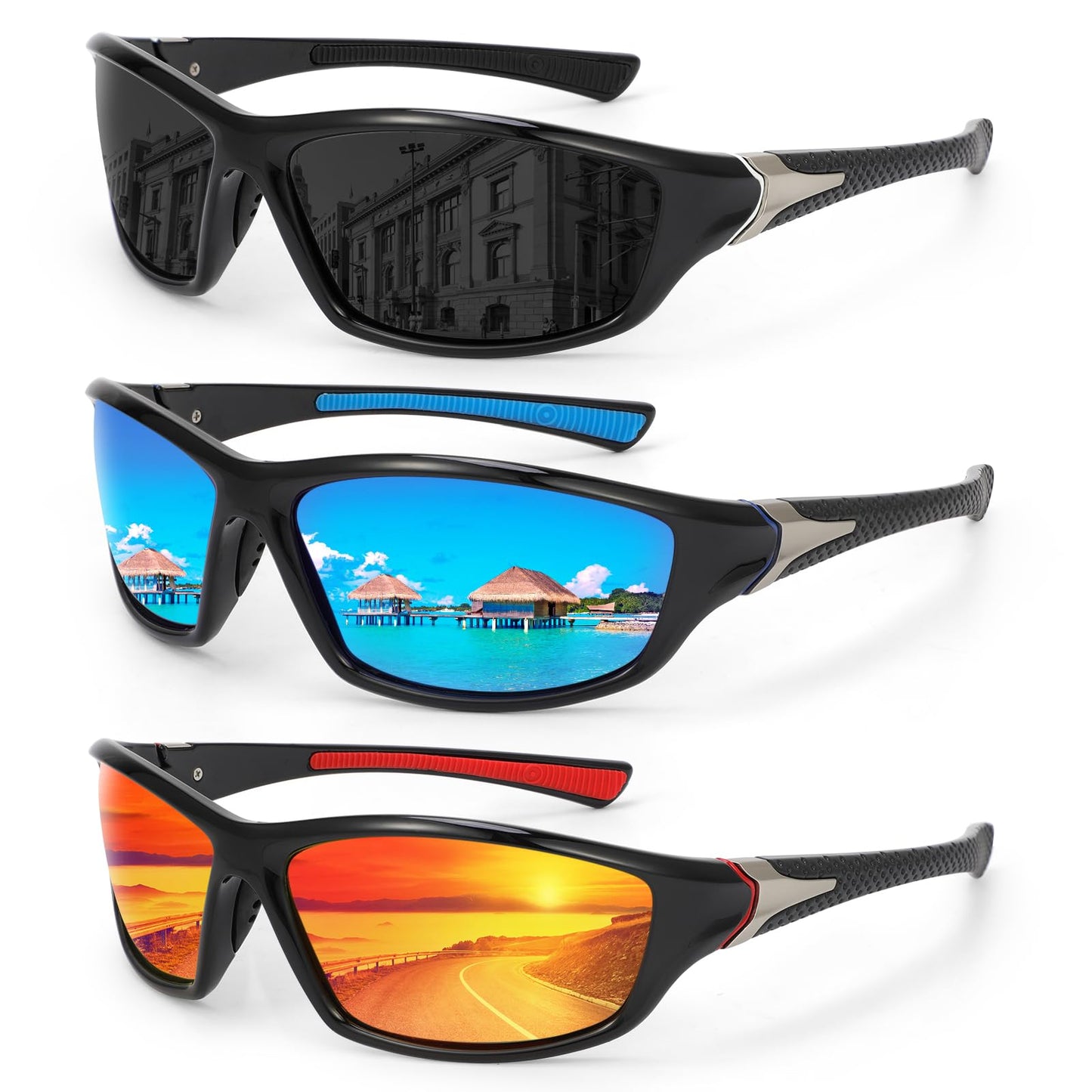 Hifot Sports Polarized Sunglasses Men, Sun Glasses for Cycling Driving Fishing, Women's Sunglasses Running Baseball Golf