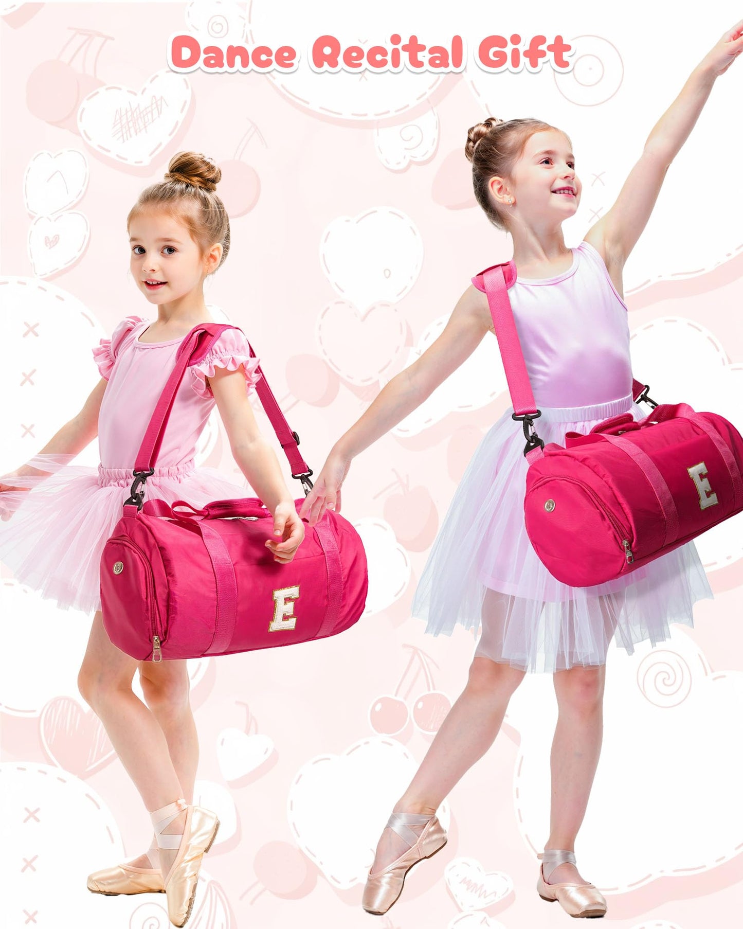 Vogewood Gifts for Grandkids, Girls Travel Duffle Bag with Makeup Pouch, Initial Kids Overnight Weekend Bag with Shoe Compartment, Teen Girl Gift Trendy Stuff (Letter M)