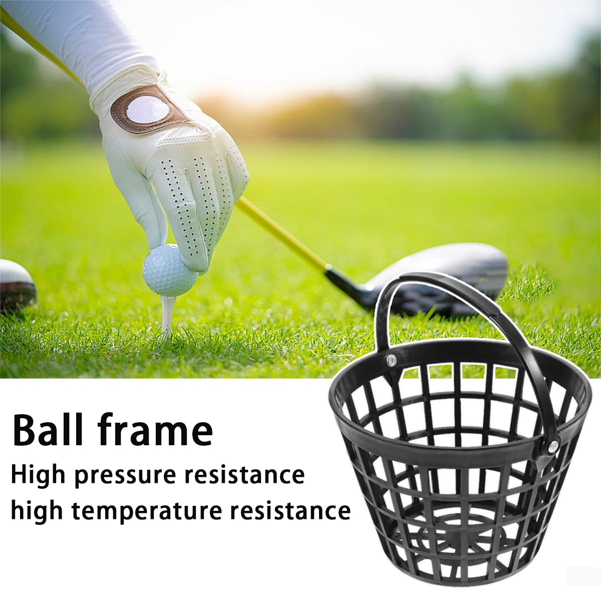 ZoiscPure Golf Ball Basket,Golf Balls Container Case,Ball Bucket with Handle,Balls Holder,Can Holds 50 Balls,Black Color