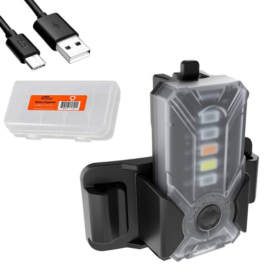 Nitecore NU07 LE Red Blue Green Yellow White 5-Colored USB Rechargeable Tactical Identification Signal and Safety Light with Attachments for Helmet, Hook and Loop, or Molle with LumenTac Organizer