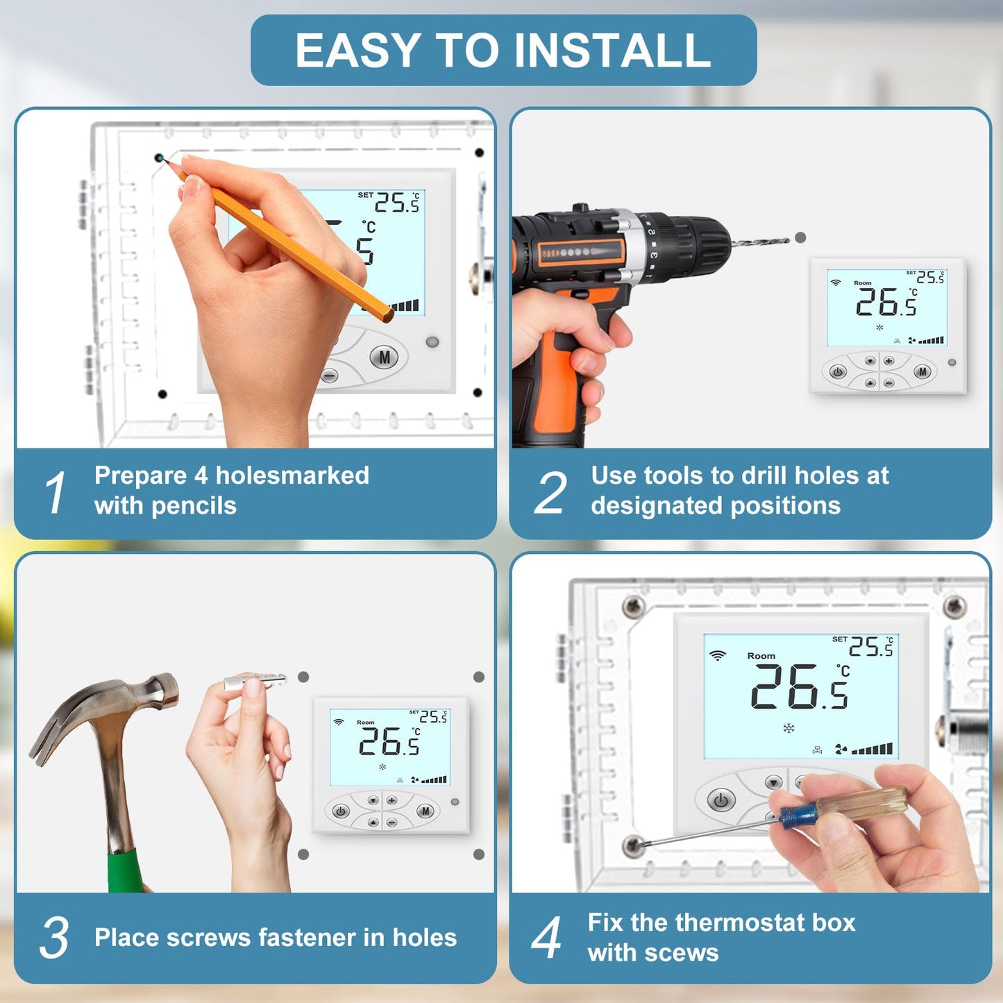 Ravct Universal Thermostat Lock Box Thermostat Cover with Lock Compatible With Honeywell Home Thermostat On Wall Ac Lock Box Cover with Key Fits Thermostats 4.8"H x 6" W or Smaller