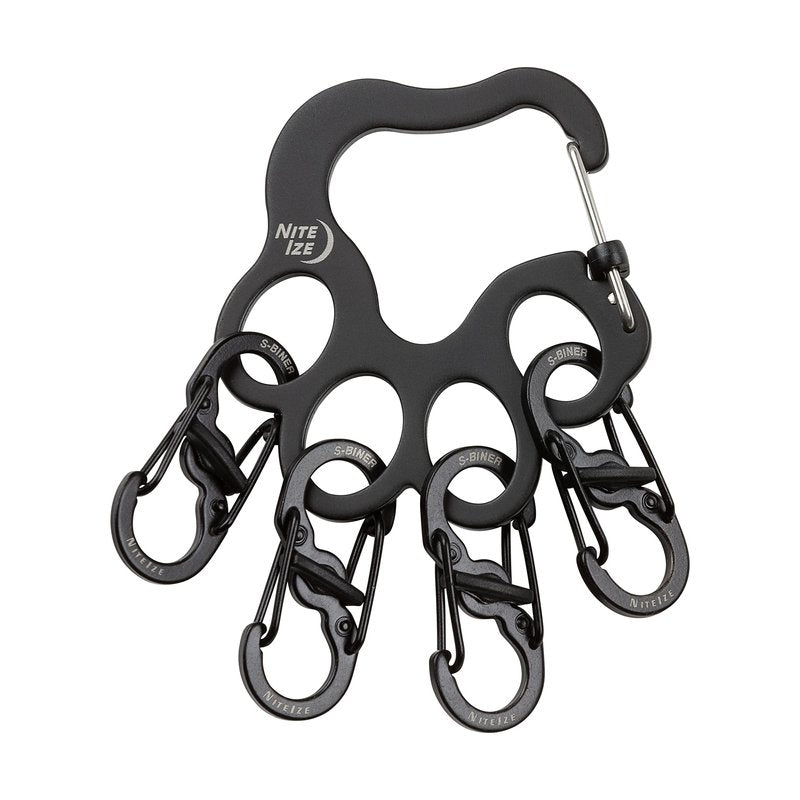 Nite IZE Pawprint Locker KeyRack - Stainless Steel Keychain Organizer with Locking Carabiner - Features 4 S-Biner MicroLocks to Securely Hold Keys
