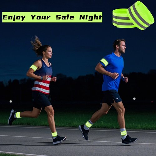 Tlence 50 Pack Reflective Bands, High Visibility Safety Reflector Armband, Security Tape Strip Bracelets, Cycling Warning Fluorescent Sash, Night Walking Cycling Gear for Wrist Arm Ankle Leg
