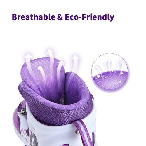 Kids Roller Skates for Girls, Adjustable Size Double Roller Skates, with All Wheels Light up, Fun Illuminating Rollerskates for Beginners, Medium（2-5）, Purple