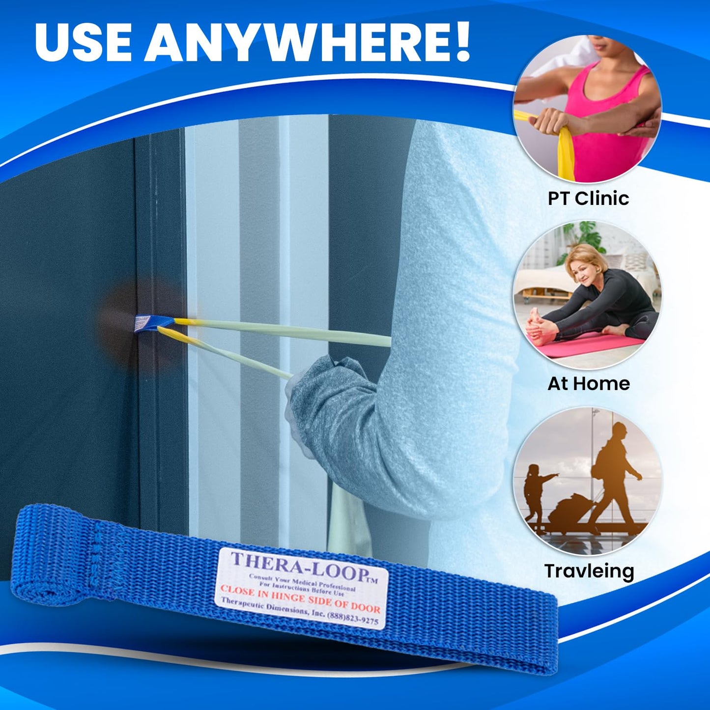 RangeMaster TheraLoop Door Anchors │ Non-Slip │ Complements Exercise Bands or Tubes │ Great for Exercising or Strengthening Activities│10 Pack, Blue