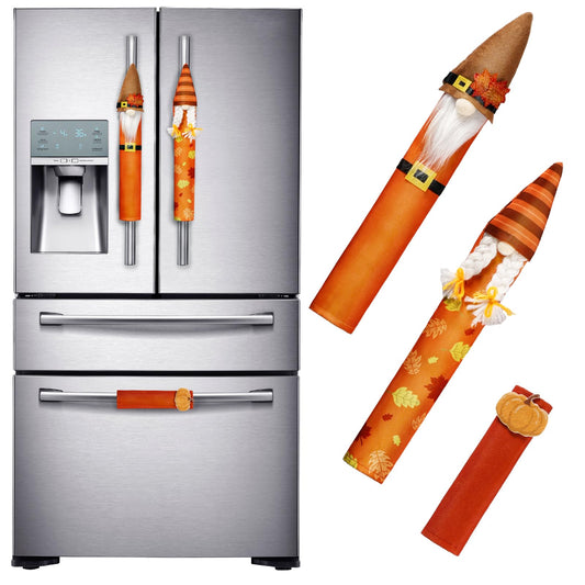 GUDELAK Fall Refrigerator Handle Covers Set of 3, Fall Fridge Handle Covers for Thanksgiving Gnomes Decor, Fridge Door Handle Cover Kitchen Appliance Handle Covers for Thanksgiving Decorations Indoor