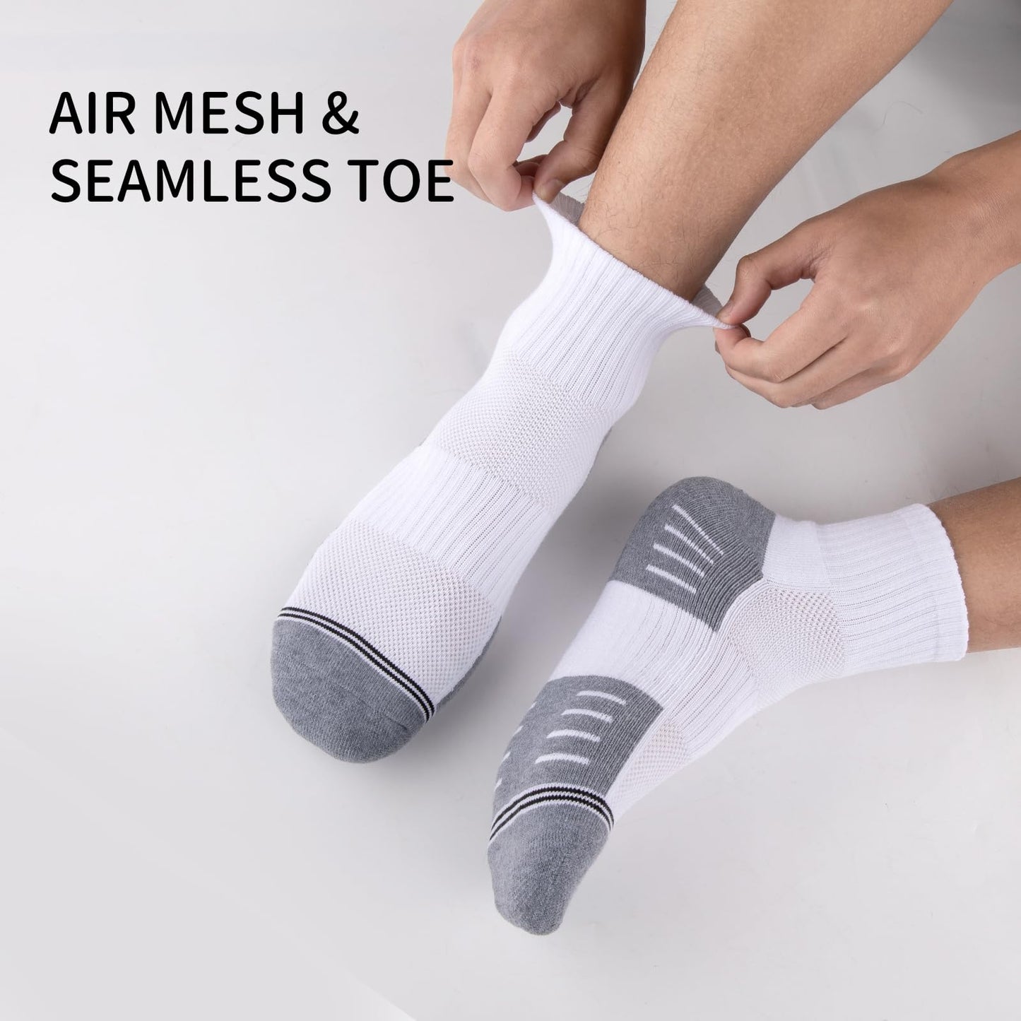 COOVAN Mens Athletic Ankle Socks 8 Pairs Cushioned Quarter Mini Crew Calf Running Half Crew Sock for Men