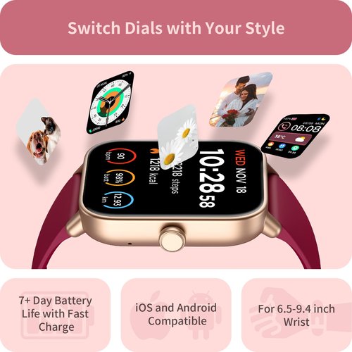 Fitness Tracker, 1.8" Smart Watches with Heart Rate/Blood Oxygen/Sleep Monitor, Alexa Built-in & Answer/Make Calls, Step Counter Fitness Watch with 101+ Sports Mode, IP68 Waterproof for Android iPhone