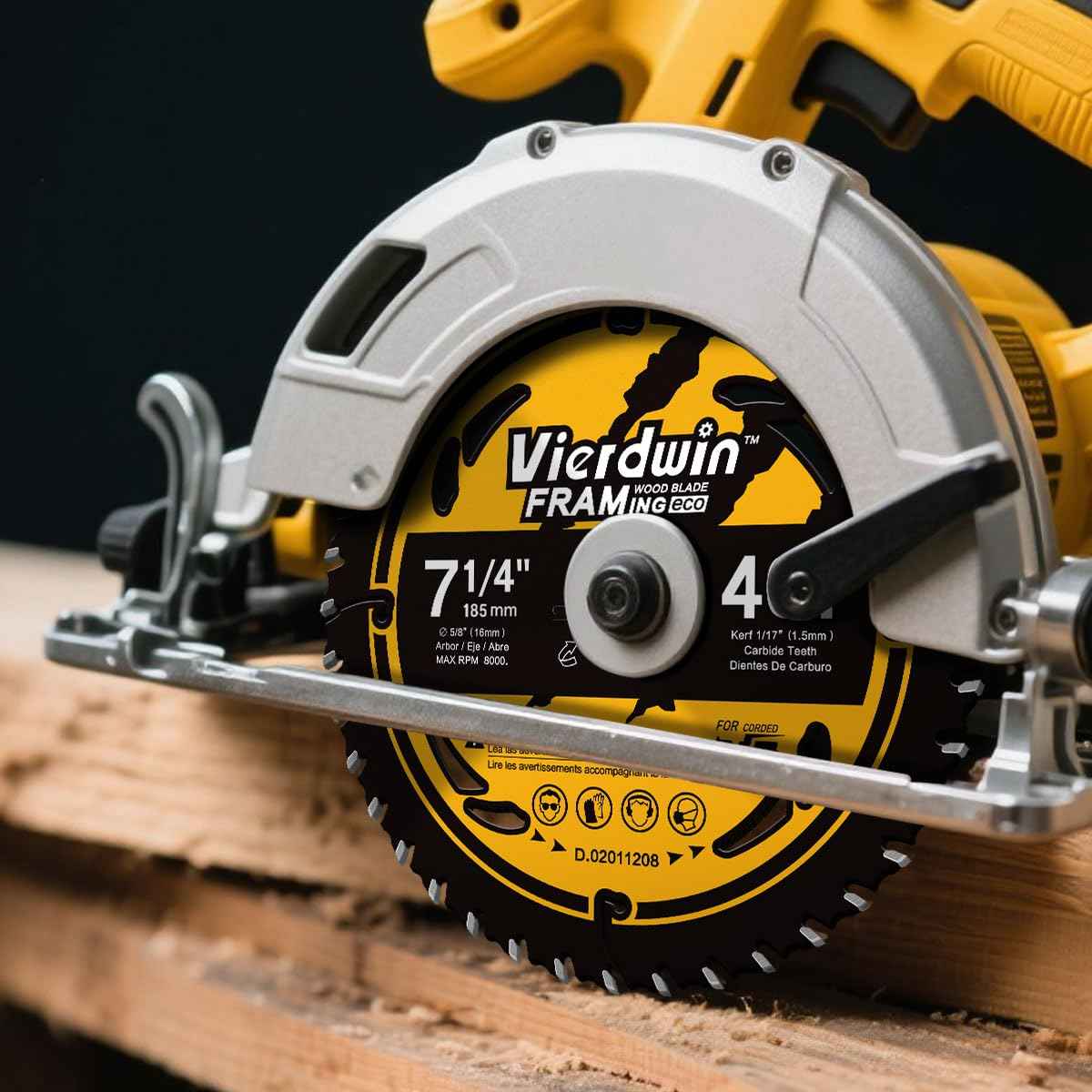 Vierdwin 7-1/4 Inch Circular Saw Blades Combo (24T/40T/60T) - 5/8" Arbor Carbide-Tipped for Wood, Plywood, MDF, Hardwood, Softwood - Fits Circular & Cordless Saws