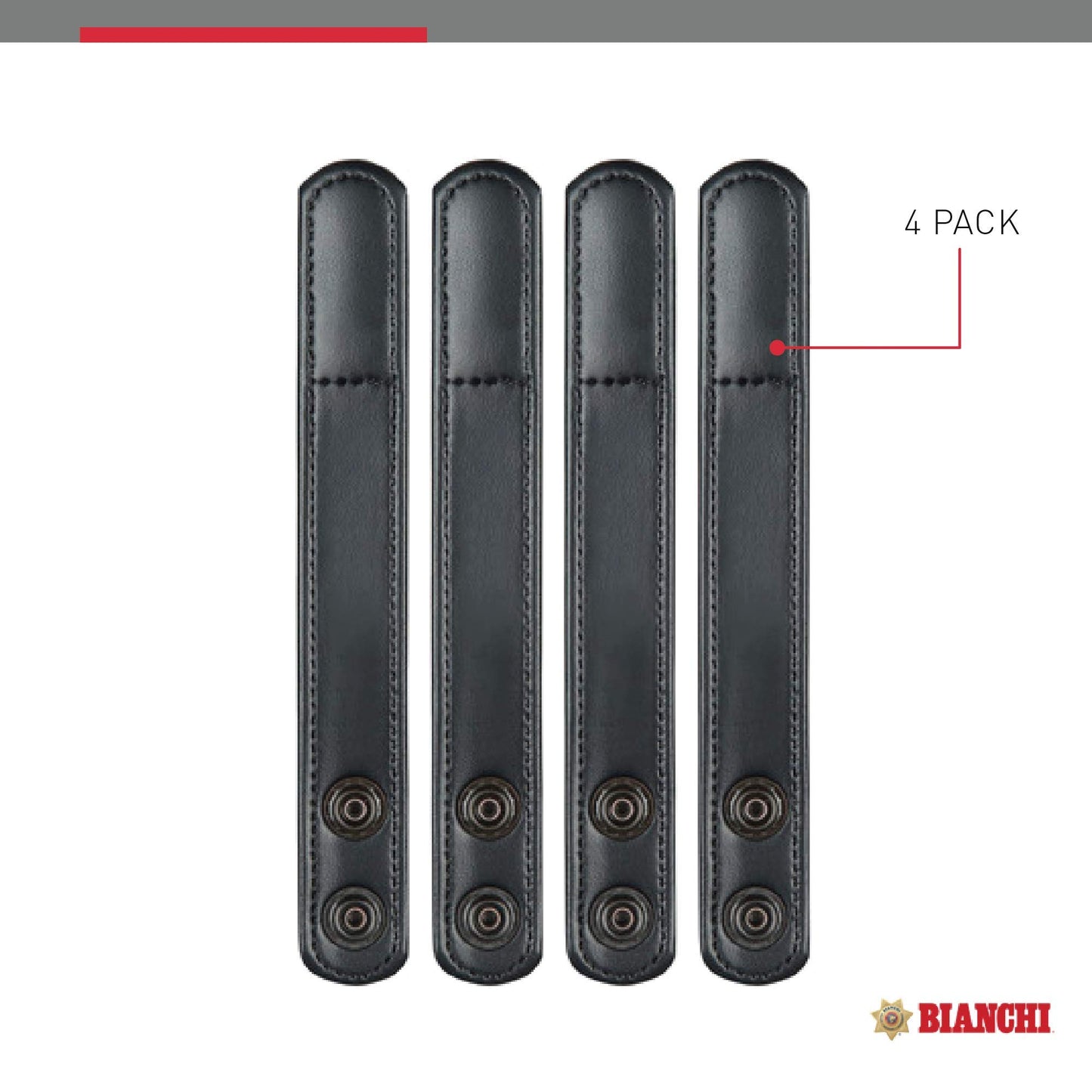 BIANCHI 7906 AccuMold Elite Belt Keeper, 1 Inch (25MM) Width, Pack of 4, Fits 2.25 Inch Belt, Plain Black, Hidden Snap