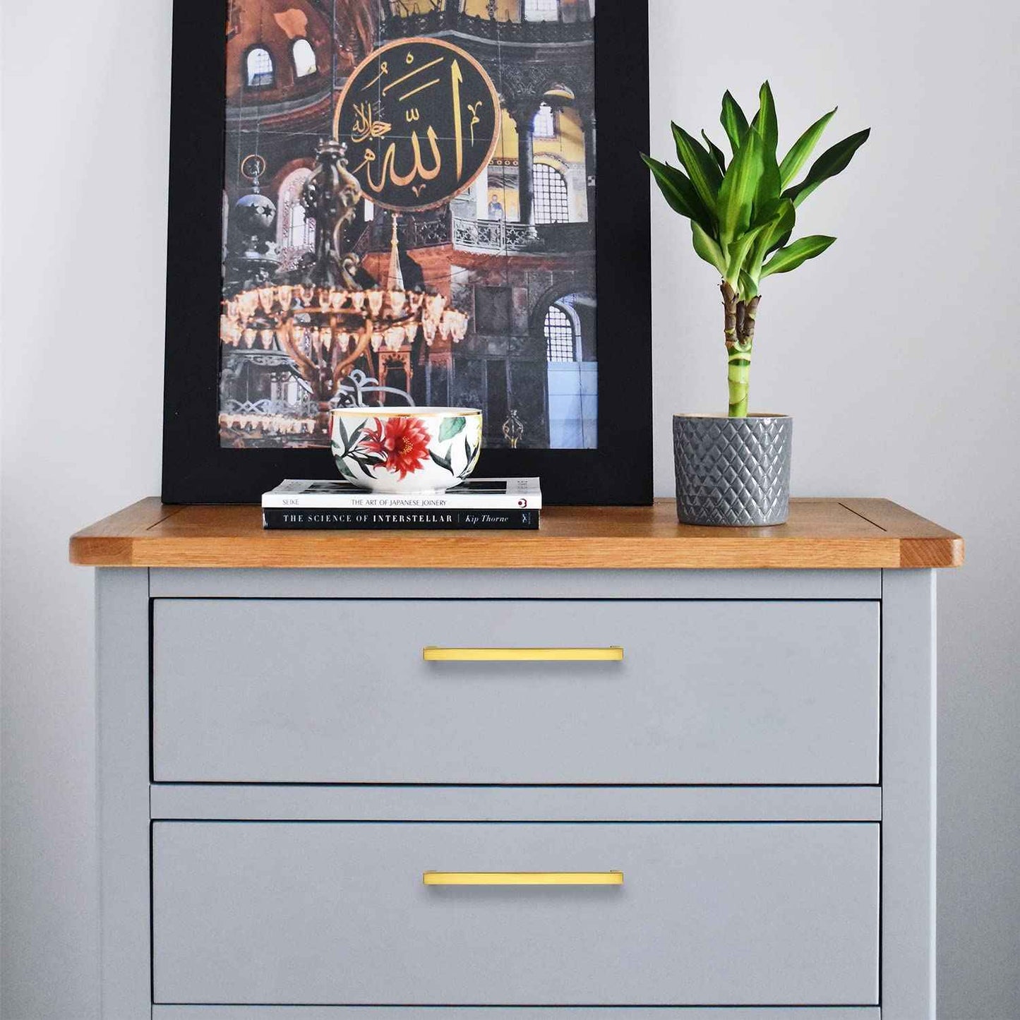 Ravinte 5 Pack Solid 6-1/4 Inch Square Cabinet Handles - Brushed Brass Drawer Pulls - Kitchen Hardware