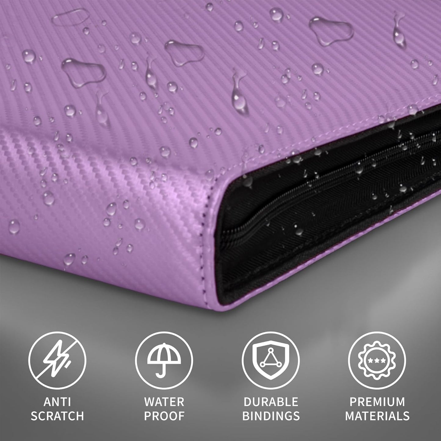 Trading Card Binder - 9 Pocket PU Album with Zipper | Holds 900 Cards for Pokémon, MTG & Sports (Purple)