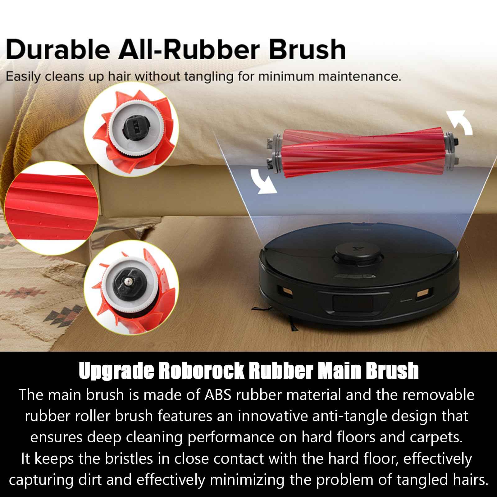 Pmosata S7 Replacement Parts for Roborock S7 MaxV Plus T7S Robot Vacuum - 2 Main Brushes, 4 Mop Cloths, 4 Filters, 4 Side Brushes, Red