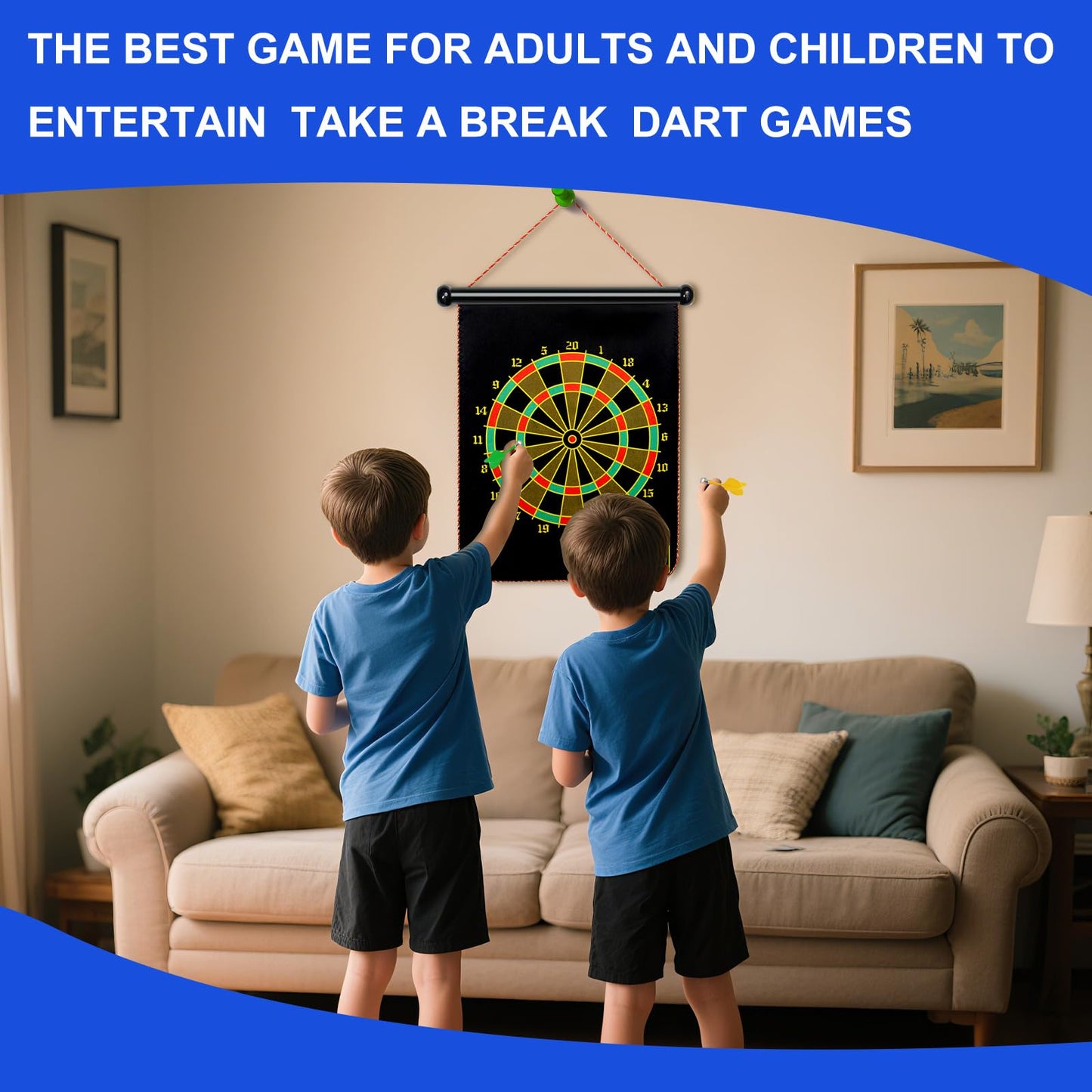 Magnetic Dart Board Outdoor Game Suitable for Children to Play Comes with 12 Darts Best Toys Gifts for Teenage Boys Girls Age 5 6 7 8 9 10 11 12 Years (15in)