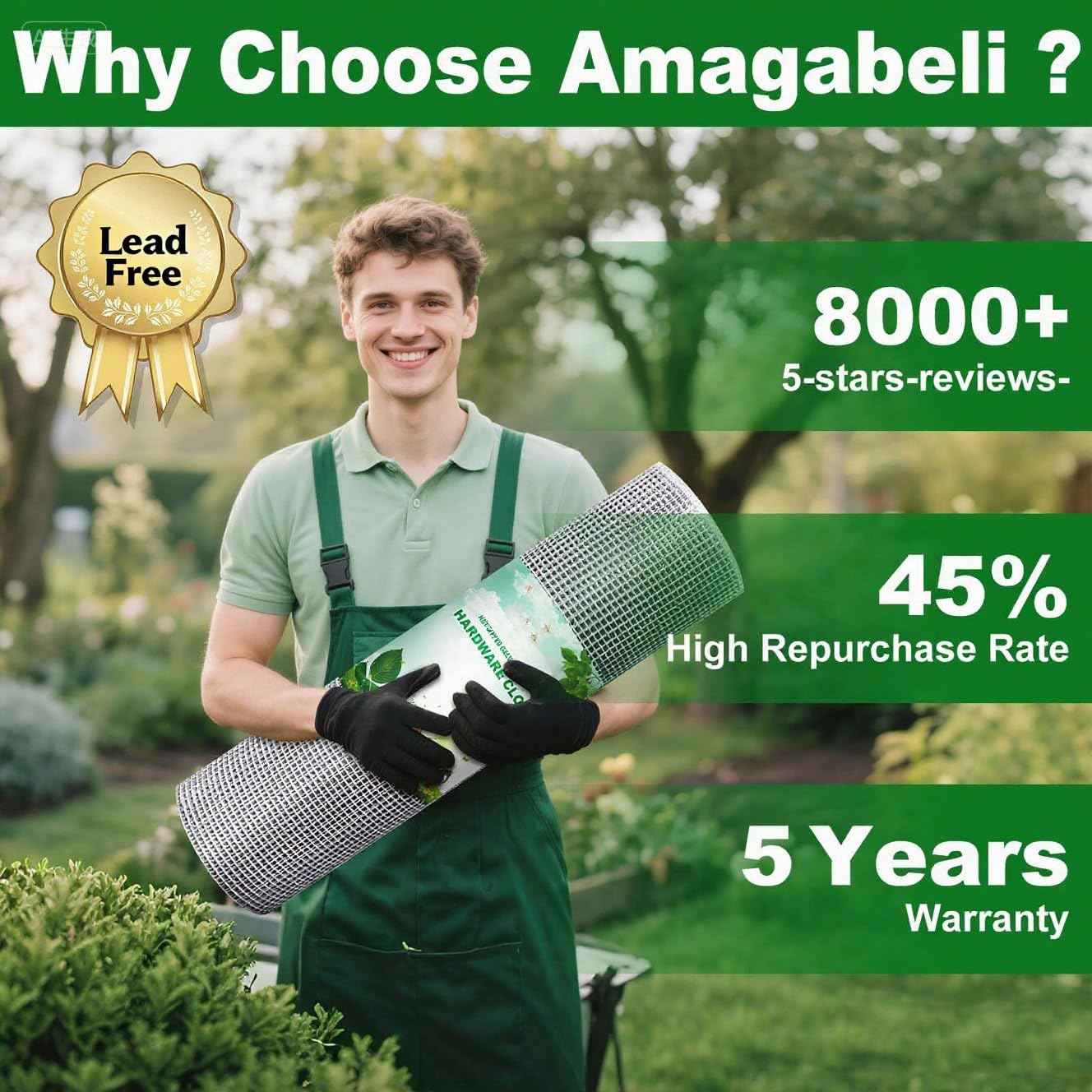 AMAGABELI Garden & Home Hardware Cloth Weld Wire Fence 1/2 inch 48 x 100 ft Galvanized 19 Gauge Chicken Wire Fence Welded Wire Mesh Roll Fencing for Gopher Wire Rabbit Snake Plant Supports Poultry