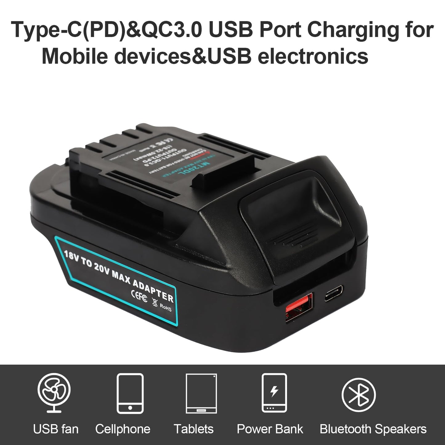 ZLWAWAOL MT20DL Battery Adapter Converter for MT to DW Battery, for BL1830 18V Lithium Batteries Convert to DW 20V DCB206 DCB204 DCB200 Battery for DW 20V Cordless Power Tools
