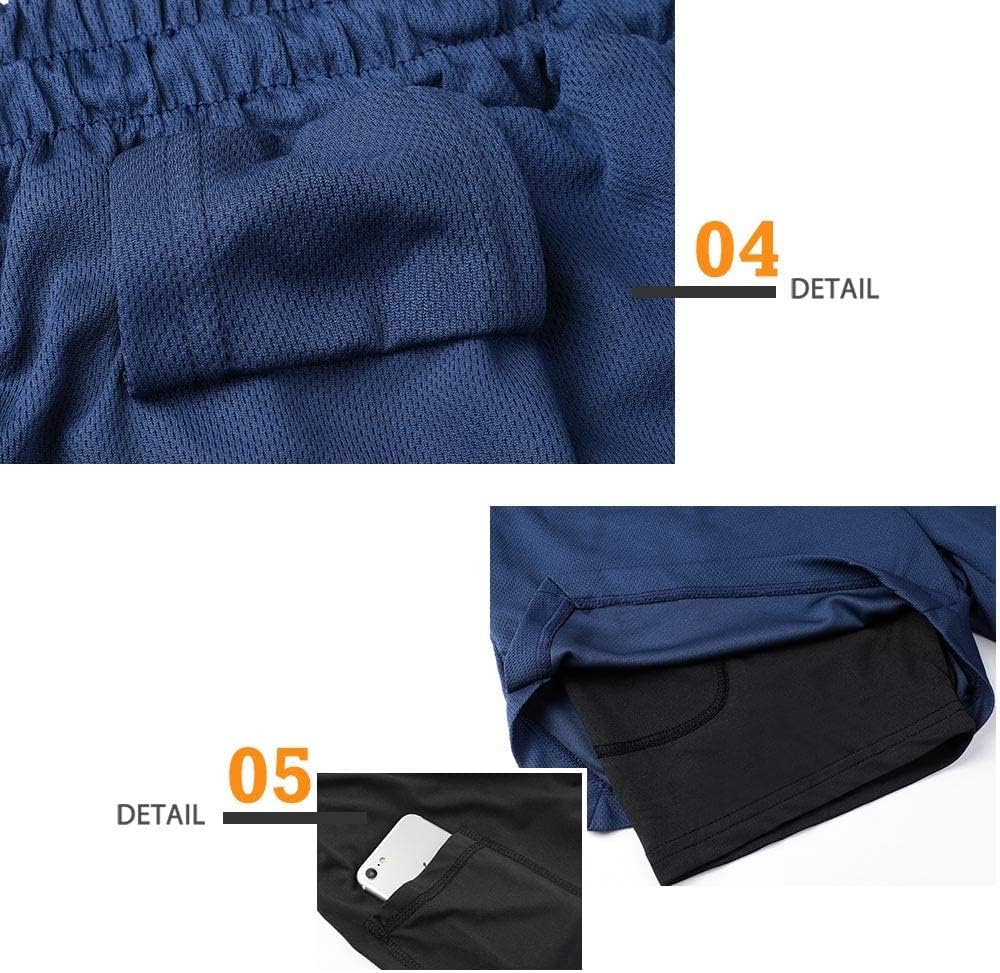 Surenow Men's 2-in-1 Athletic Gym Shorts - Quick Dry, Lightweight Workout Shorts with Pockets - 3 Pack