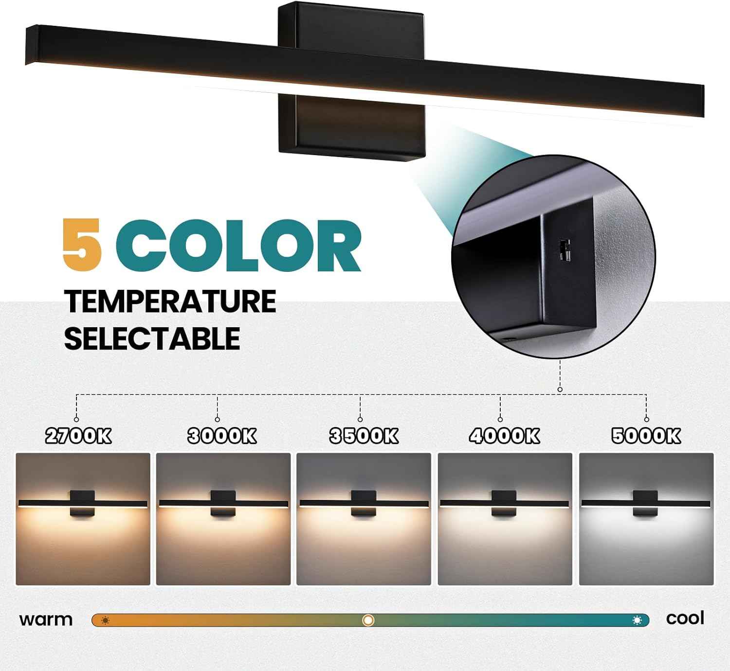 24-Inch Dimmable Gold Bathroom Vanity Light - Modern LED Bar Fixture for Over Mirror