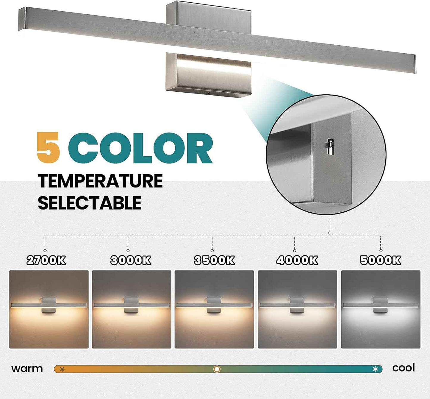 24-Inch Dimmable Gold Bathroom Vanity Light - Modern LED Bar Fixture for Over Mirror