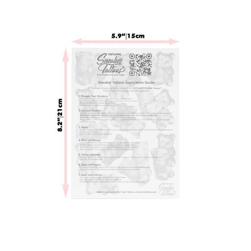 Sneaker Tattoos, 4 Custom Tattoo Sheets, 200+ Artwork, Leather Graphic Transfers (Gummy Bears)