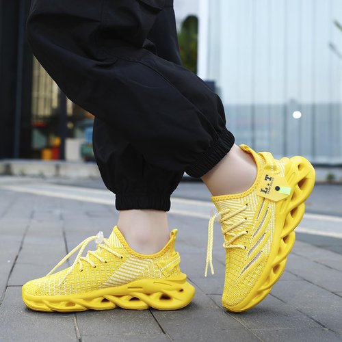 GDEBYZ Boys Girls Shoes Slip on Kids Sneakers Running Walking Tennis Casual Lightweight Comfortable Non-Slip Breathable Gym Fashion Shoes for Little Kid/Big Kid Yellow Size 1.5