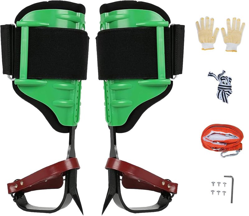 tonchean Tree Climbing Spikes, Height Adjustable Tree Climbing Gear, 350lbs Load Capacity Climbing Spurs Arborist Equipment Tree Climbing Kit for Tree Work, Climbers, Hunting, Fruit Picking