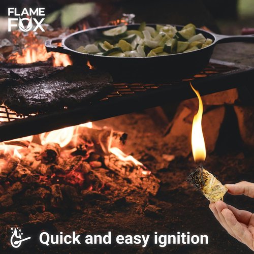 FlameFox Fire Starters – 200 Pack Natural Wood Wool | Odorless, Long-Burning Tumbleweeds for Charcoal, Fireplace, Campfire, Wood Stove & Pizza Oven